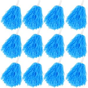 12Pack Plastic Pom Poms Cheerleading Pom Poms Sports Dance Cheer Plastic Pom Pom for Rooters,Cheering Squard,Cheering Team (Blue)