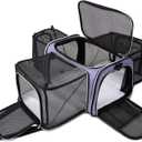 BAGLHER Cat Carrier Bag,Airline Approved Pet Carrier Soft Side Pet Travel 5 Sides Open Doors 3 Sides Expandable Foldable Dog Carrier with Fleece Pad (Purple)