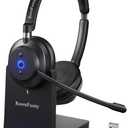 Wireless Headset with Mic for Work-Bluetooth Over Ear Headphones with Microphone, Noise Cancelling with Mute & USB Dongle for Computer/Phones/Remote Work/Call Center, Lightweight All Day Comfort (Black)