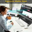 Across-Star Dual-Monitor Stand for Desk - Large Adjustable Length and Angle Riser for 2 Monitors, Double Computer Desktop Organizer, Shelf for TV, Laptop, Printer