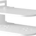 Floating Shelf for TV Components, White Floating TV Stand Wall Mounted Media Console Shelf Mini Storage Box Router Shelf for Home(White)