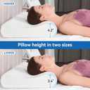 Ergonomic Memory Foam Pillow with Washable Zippered Soft Cover Contour Cervical pillows for Neck Pain and Side Sleeper Back Support Orthopedic Pillow, White and Blue, 2-Pack