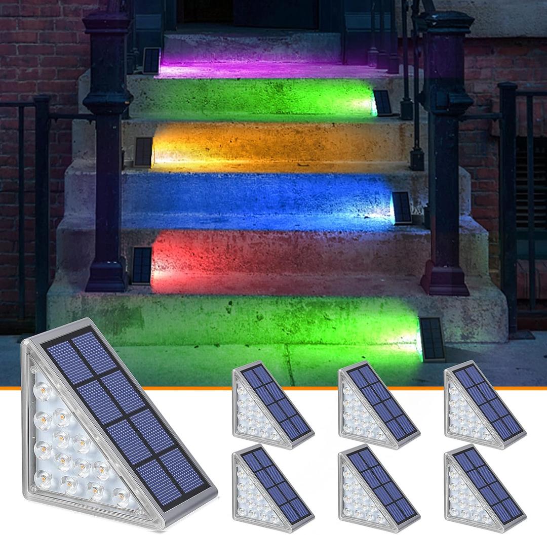 NIORSUN Solar Step Lights for Outside,6 Pack RGB Solid Color Changing Solar Stair Lights Outdoor Waterproof IP67 Auto On Off,Solar Lights for Steps,Stair,Patio,Yard,Porch,Front Door,Deck Decor NIORSUN Solar Step Lights for Outside,6 Pack RGB Solid Color Changing Solar Stair Lights Outdoor Waterproof IP67 Auto On Off,Solar Lights for Steps,Stair,Patio,Yard,Porch,Front Door,Deck Decor