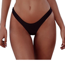 Women's Sexy Cheeky Brazilian Cut Bikini Bottom Solid Low Rise High Leg Thong Swimsuit Bottom, Color Black, L