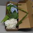 Coferset 4Pcs Hydrangea Artificial Flowers Lifelike Faux Hydrangea Real Touch Fake Flowers for Home Wedding Christmas Office Party Living Room Decoration,22inch (2 White+2 Baby Blue)