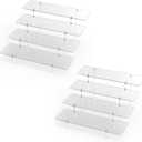 Acrylic Display Riser Stand Shelf Clear 4 Tier Cupcake Stand Perfume Display Holder Figures Desktop Decoration and Organizer Showcase Toys Retail Display Rack Candy Dessert Buffet 4 Steps Collection (2 PACKS)