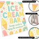 Ice Cream Bar Sign Ice Cream Birthday Party Decorations for Dessert Table & Bar Supplies, PVC Tabletop Party Sign 10.5 x 13.75 Inch