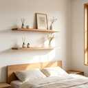 36 Inch Rustic Wood Floating Shelves Farmhouse Wooden Wall Shelves for Bathroom Bedroom Living Room Kitchen Office Set of 4 Light Brown
