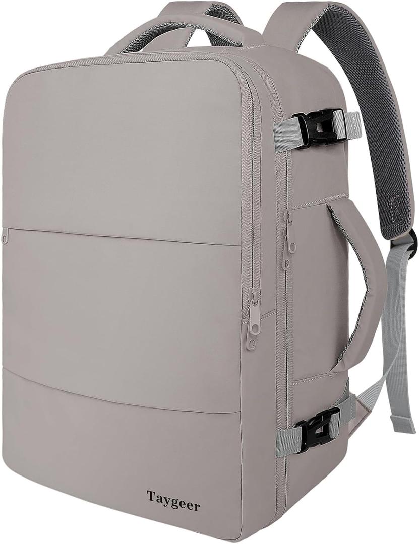 Taygeer Laptop Backpack Purse for Women, Backpack for College Essentials with 15.6inch Laptop Compartment, Travel Bag Airline Approved CarryOn Work Bag for Nursing Doctor Business Travel, Brown (Large)