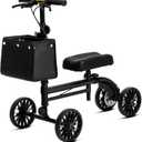Knee Scooter with Disc Brake System, Steerable Knee Walker for Adults for Foot Surgery, Broken Ankle, Foldable Rover Scooter for Broken Foot Injured Leg Crutch (Black)
