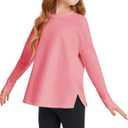 Haloumoning Girls Athletic Shirts Long Sleeve Active Quick Dry Tops Kids Gym Yoga Tees with Thumb Holes 5-14 Years (Pink, S)