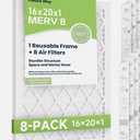 Air Filters 16x20x1” 8-pack With Reusable Frame Merv 8 Mpr 700 Filters