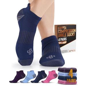 Doctor's Select Copper Ankle Compression Socks for Women and Men - 4 Pairs | Compression Ankle Socks for Women | Arch Support Socks | Ankle Compression Socks for Men | Blue, Light Blue, Purple, Pink Medium