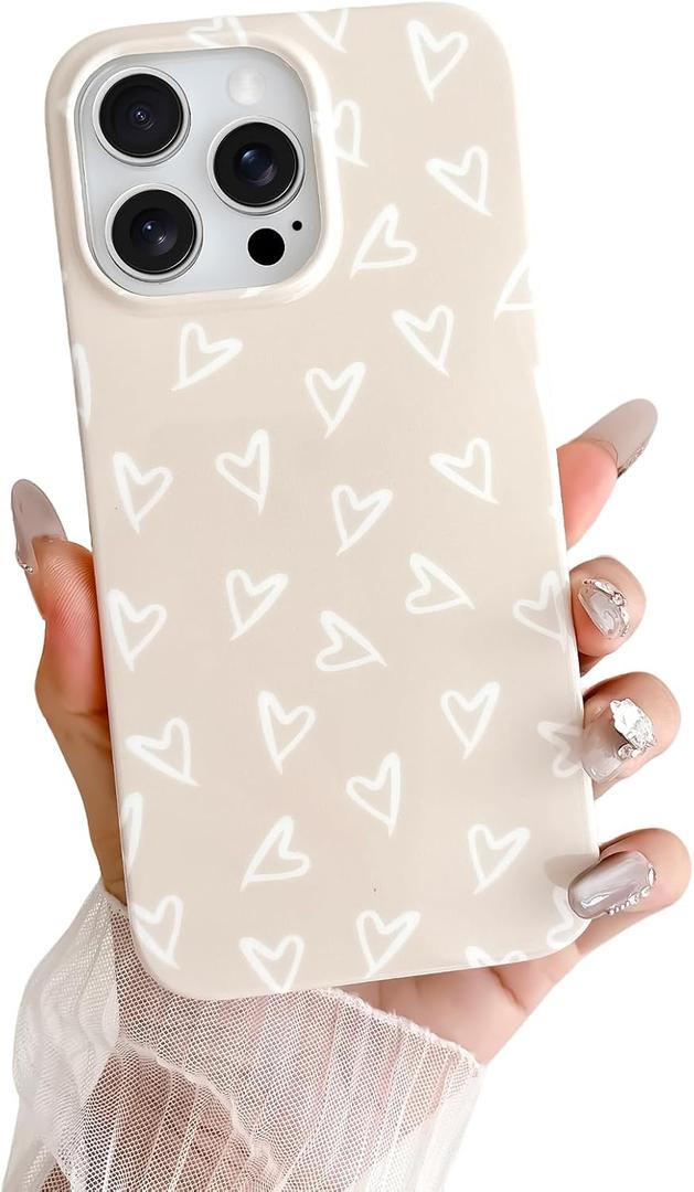 Skyseaco for iPhone 13 Pro Max Case Cute Love Heart Design Aesthetic Pattern Phone Case for Women Girls Soft Slim TPU Shockproof Phone Cover, Antique
