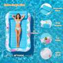 Inflatable Tanning Pool Lounger Float with Sprinkler, Pool Float Adult with Pillow & Cup Holder, Sunbathing Blow Up Tanning Bed, Suntan Tub Raft Floatie for Backyard Summer Water Party Extra-Large