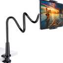 Tryone Gooseneck Tablet Holder Stand for Bed Adjustable Flexible Arm Tablets Mount Clamp on Table Compatible with iPad Air Mini | Galaxy Tabs | Kindle Fire | Switch or Other 4.7-10.5" Devices (Black)
