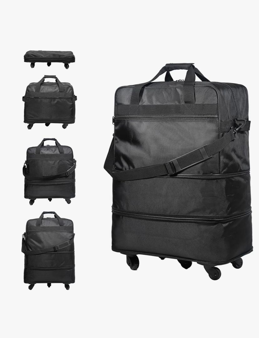 Suitcases with Wheels, Expandable Foldable Luggage Bag, Collapsible Rolling Travel Bag for Men Women, Lightweight Duffel Bag with Spinner Wheel