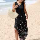 Sampeel Summer Dresses Maxi Dress Vacation Beach Sundresses 2025 with Pockets (Black, M)