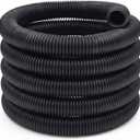 4 in OD x 25 ft Flexible Drain Pipe Expandable Landscaping Drain Pipe Corrugated Pond Tubing PE Hose Black Solid Tubing for Pond Pump Fountain Garden Swimming Pool Fountain Waterfall