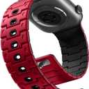 Bandletic Magnetic Watchband Compatible with Apple Watch for Men 49mm 42mm (Series 3/2/1) 45mm 49mm Men, Silicone Sport Strong Magnet Strap for iWatch Series 11 10 9 ULTRA 2 SE3 8 7 6 5 4, Red/Black