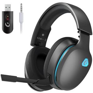 Gtheos 2.4GHz Wireless Gaming Headset for PS5, PS4 Fortnite & Call of Duty/FPS Gamers, PC, Nintendo Switch, 7.1 Surround Sound, Bluetooth 5.3 Gaming Headphones with ENC Mic, 40+Hr Battery - Space Gray