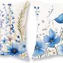 TAJWE Floral Throw Pillow Covers 18x18 Set of 2 Spring Summer Outdoor Decor Pillow Cases for Home Couch Decorations Blue