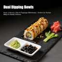 12 PCS Dual Dipping Sauce Bowls, 2-Compartment Melamine Plastic Dip Trays, Divided Sauces Dishes for Ketchup, Soy Sauce, Wasabi, BBQ, Appetizers, Perfect for Parties, Restaurants Family Gatherings