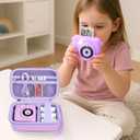 PAIYULE Kids Instant Print Camera Case for ESOXOFFORE Digital Video Cameras with 3 Rolls Paper Refill, Toddler Film Camera Storage Holder Bag with Mesh Pocket for Thermal Paper (Box Only)- Purple