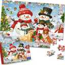 Christmas Jigsaw Puzzle, 100 Pieces Paper Puzzle for Kids 4 5 6 7 8 Years Old, Large Pieces Christmas Birthday Gift for Kids and Seniors
