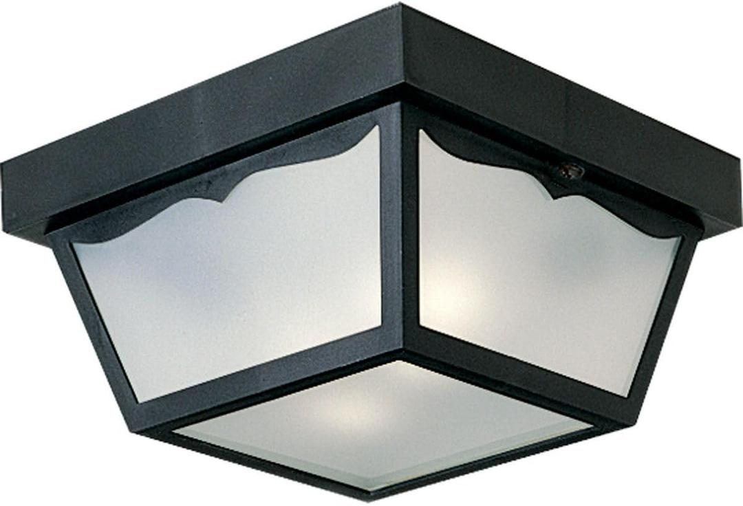 Progress Lighting 2-Light Indoor and Outdoor Flush Mount Ceiling Light, Interior and Exterior Ceiling-Mount Light Fixture for Porch Light, Patios, Garages, Hallways, 10-1/4'' by 5-1/2'', Black