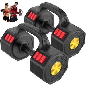 Adjustable Dumbbell Set 5-20.5 lb Each, 2-in-1 for Home Gym