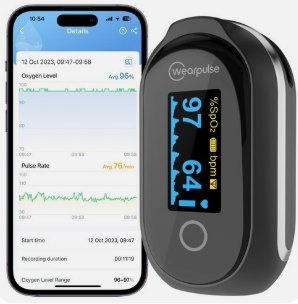 Rechargeable Pulse Oximeter Fingertip - Continuous Blood Oxygen Saturation Monitor, SpO2 and Pulse Rate Tracking, Finger O2 Pulse Oximeter, APP Report Features with Bluetooth, Custom Beep