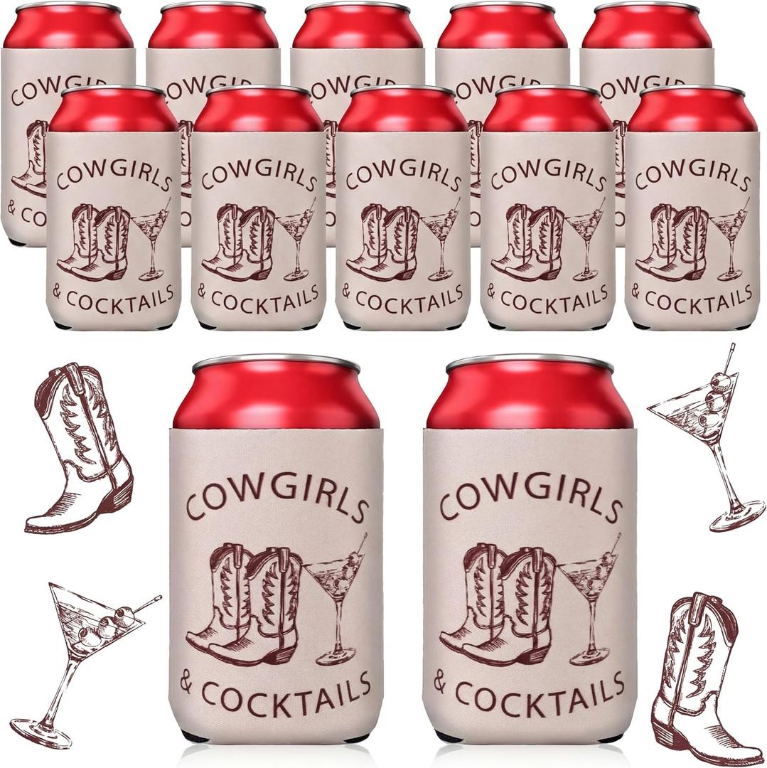 12 Pcs Cowgirl Can Coolers Bachelorette Party Favors Cowgirl Wedding Gift Personalized Drink Holders for Bachelorette Party Favors