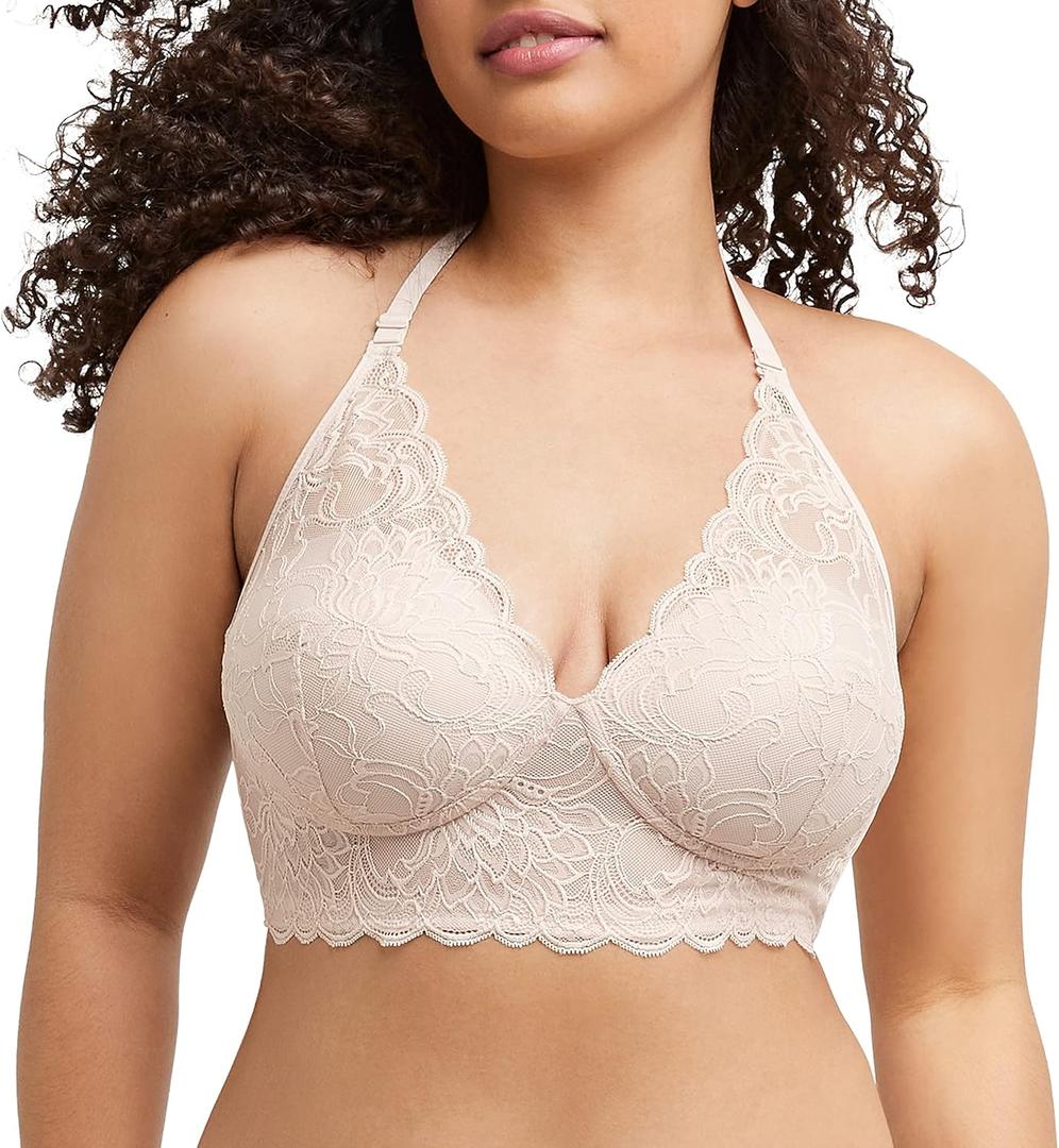 Maidenform Women's Pure Comfort Wireless Lace Longline Bralette, Lightly Lined Convertible Bra (40C)