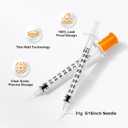 100 Pack 1ml/cc 31G 5/16Inch Syringes, Lab Syringes, Individual Package