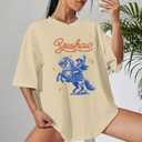 Western Shirts for Women Cowgirl Shirts Vintage Oversized Cowboy Graphic Tee Country Concert Short Sleeve Top (Yellow, XL)