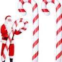 Leyndo 2 Pcs 5.5 ft Inflatable Christmas Candy Cane for Christmas Decorations Jumbo Candy Cane Balloons for Xmas Indoor Outdoor Pool Yard Party Favors (Red and White)