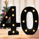 Led Light Up Numbers, 40th Birthday Decorations, Marquee Numbers Lights, Battery Powered Light Up Sign for 40 Decor Party (Black)