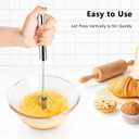 2 Whisks, 12-inch Push-Push Semi-Automatic Stainless Steel Mixer, Rotary Kitchen Cooking Tools, Milk Frother