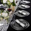 Morejoy 350PCS Clear Silver Plastic Plates - Silver Disposable Plates sets Include 50 Dinner Plates,50 Salad Plates,50 Forks,50 Knives, 50 Spoons50 Cups, 50 Rolled Napkins for Wedding & Christmas