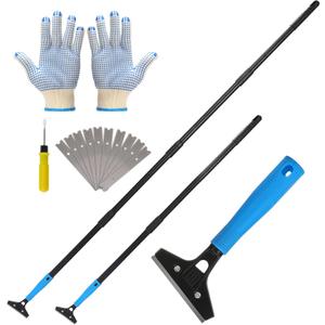 Floor Scraper Tool Long Handle Heavy Duty, 8-72" Adjustable Razor Blade Scraper for Tile, Paint & Glue Removal, 4" Wide Blade with 10 Replacements, Safe for Floors, Walls, Glass & Stove Tops (2-Pack)