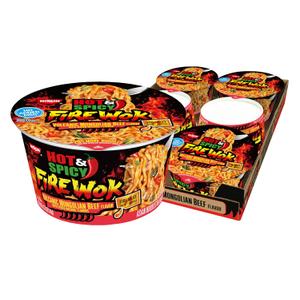 Nissin Hot & Spicy Fire Wok, Volcanic Mongolian Beef, 4.37 Ounce (Pack of 6) (EXP 10/21/26)