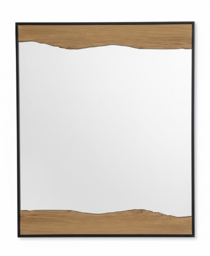 Wave design Mirror Black/Walnut 30"X40"