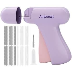Stitch Gun for Clothes, Handheld Quick Clothing Fixer, Mini Sewing Kit, Tag Gun Includes 2 Needles, 1000 Black Fasteners & 1000 White Fasteners (Purple)