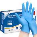 Schneider Nitrile Exam Gloves, 4 Mil, Blue, Large 100-ct Box, Disposable Latex/Powder-Free, Food Safe Rubber Medical/Cleaning Gloves for Cooking & Food Prep, Non-Sterile L
