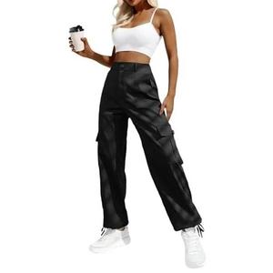 ZEPONUO Pants for Women High Waisted Casual Pants Baggy Y2k Straight Wide Leg Pants with Pockets Streetwear S