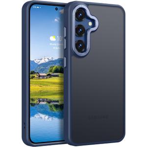 Rayboen for Samsung Galaxy S25 Case, Skin Feel Translucent Frosted Anti-Scratch Protective Phone Cover for Samsung S25 with Bumper Hard PC Back Soft Silicone Edge, Matte Blue