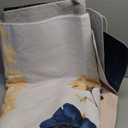 Blue Gray Flower Area Rug for Living Room, Non-Slip Backing Low Pile Modern Abstract Rug for Indoor Use, 5x7 Washable Carpet