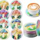 8 Pcs Diamond Art Coasters Waterproof Cover, Mushrooms Diamond Painting Coasters, Diamond Art Coaster Kit Crystal Gem Art Kits for Home Office and Gift 4X4 Inch