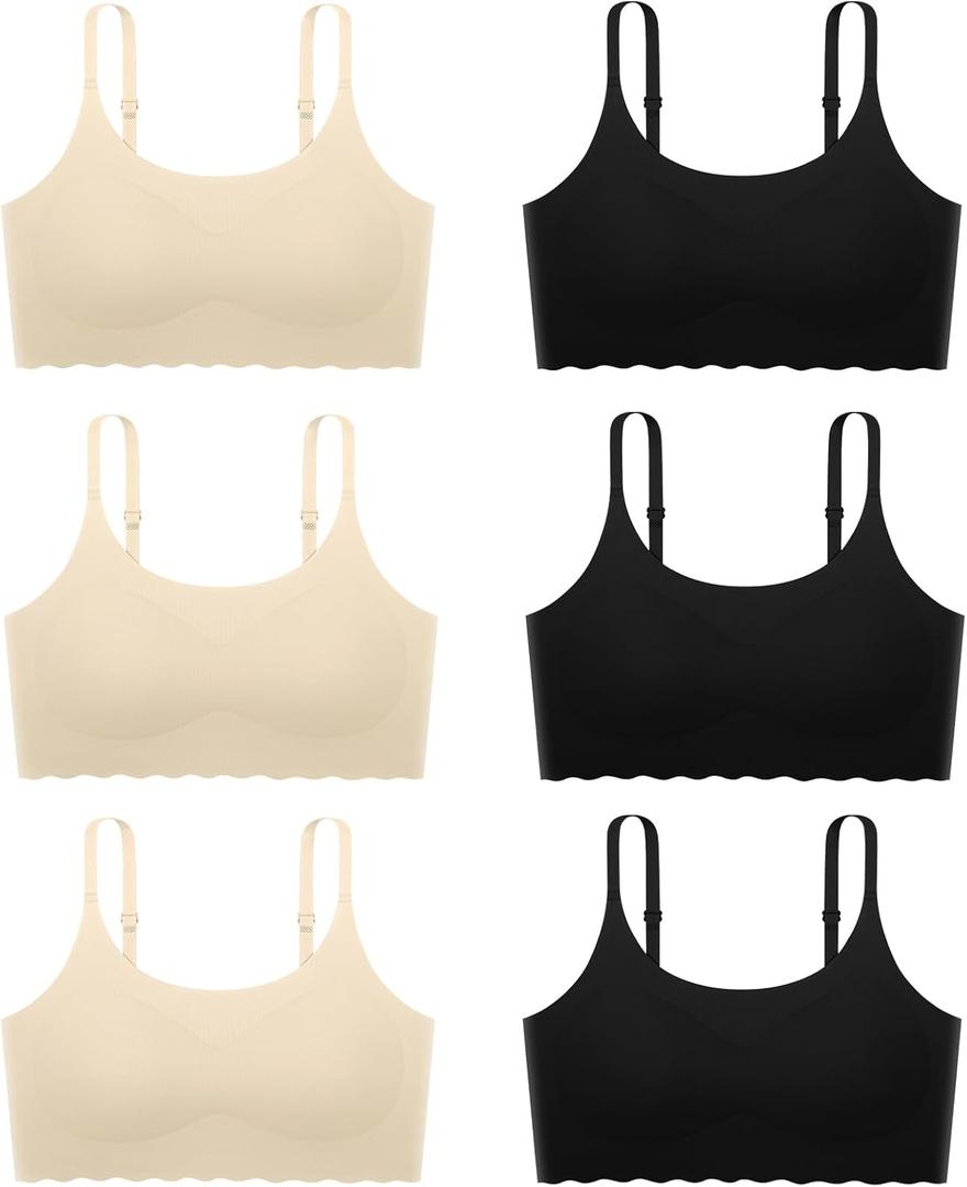 Finihen Girls Training Bra Seamless No Show Sports Bra with Removable Padding for Teens Girl Size 12-14 Years Mixed Color.